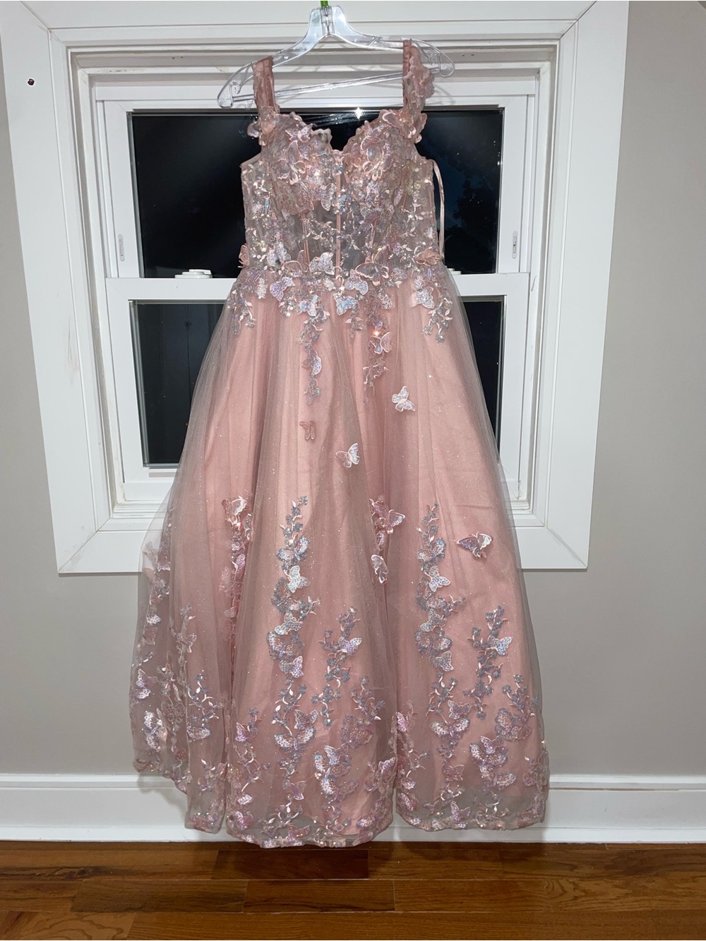 Boubou Pink Floral Appliqué Girls' Tulle Dress Women’s US M (5.5” on Heels)